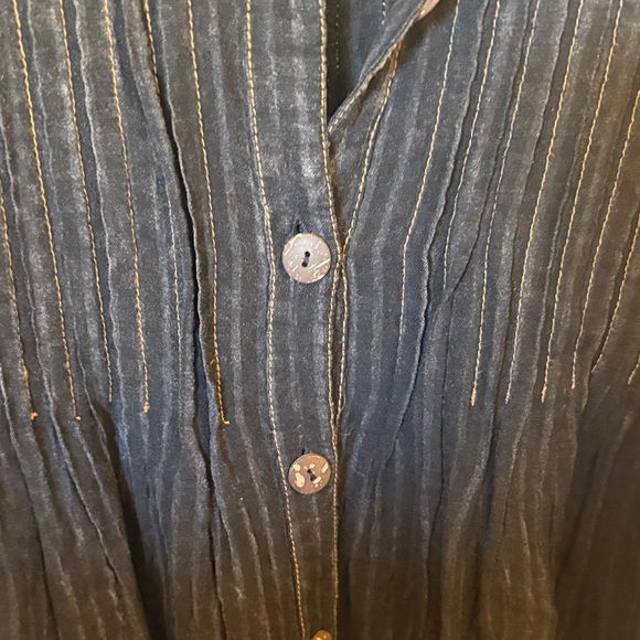 We The Free Black Pinstriped button down Shirt Dress - Picture 4 of 12